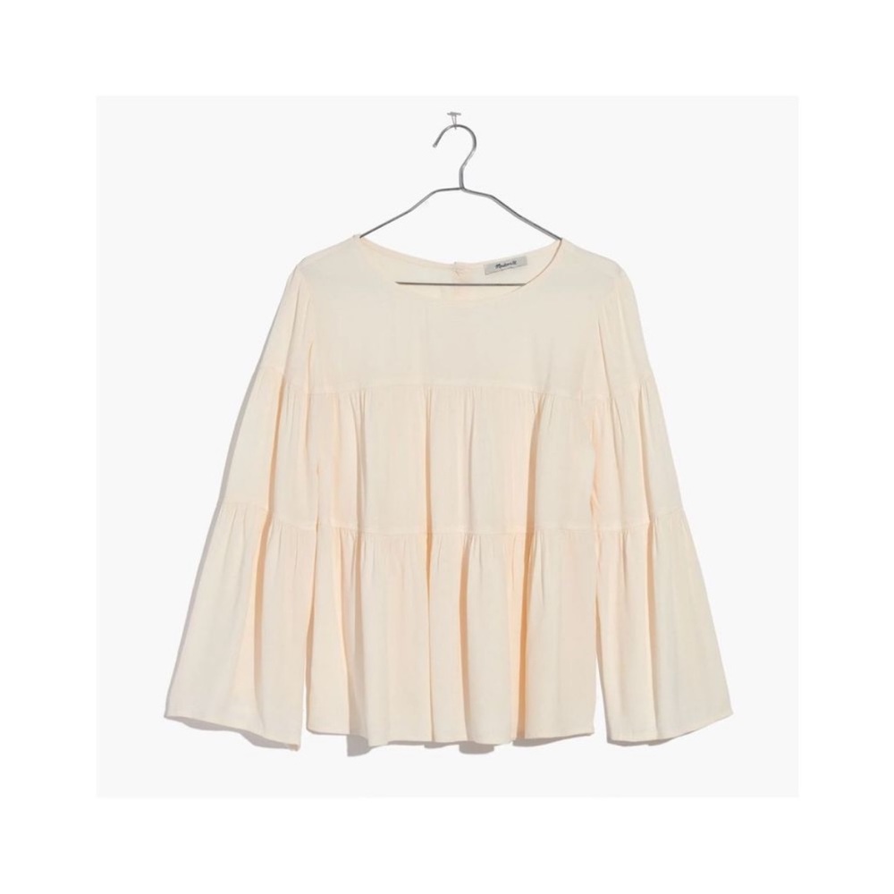 Madewell Tiered Buttoned Back Blouse 100% Viscose Size Medium